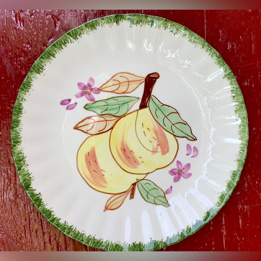 Vintage Discontinued Blue Ridge Southern Pottery Fruit Themed 8.5” Salad Plate